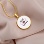 Girl Abyssinian Cat White Circle Necklace Stainless Steel or 18k Gold 18-22-Express Your Love Gifts