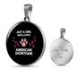 Girl American Shorthair Cat Circle Necklace Stainless Steel or 18k Gold 18-22"-Express Your Love Gifts