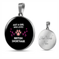 Girl British Shorthair Cat Circle Necklace Stainless Steel or 18k Gold 18-22"-Express Your Love Gifts