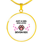 Girl Devon Rex Cat White Circle Necklace Stainless Steel or 18k Gold 18-22-Express Your Love Gifts