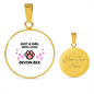 Girl Devon Rex Cat White Circle Necklace Stainless Steel or 18k Gold 18-22-Express Your Love Gifts