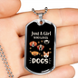Girl Dogs Necklace Stainless Steel or 18k Gold Dog Tag 24" Chain-Express Your Love Gifts