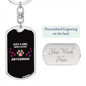 Girl Loves Abyssinian Cat White Keychain Stainless Steel or 18k Gold Dog Tag Keyring-Express Your Love Gifts