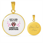 Girl loves American Shorthair Cat White Circle Necklace Stainless Steel or 18k Gold 18-22-Express Your Love Gifts