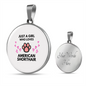 Girl loves American Shorthair Cat White Circle Necklace Stainless Steel or 18k Gold 18-22-Express Your Love Gifts
