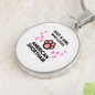 Girl loves American Shorthair Cat White Circle Necklace Stainless Steel or 18k Gold 18-22-Express Your Love Gifts