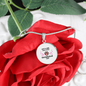 Girl Loves Blue Cat White Circle Necklace Stainless Steel or 18k Gold 18-22-Express Your Love Gifts