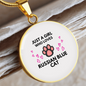 Girl Loves Blue Cat White Circle Necklace Stainless Steel or 18k Gold 18-22-Express Your Love Gifts