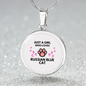 Girl Loves Blue Cat White Circle Necklace Stainless Steel or 18k Gold 18-22-Express Your Love Gifts