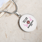 Girl Loves Blue Cat White Circle Necklace Stainless Steel or 18k Gold 18-22-Express Your Love Gifts