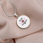 Girl Loves Blue Cat White Circle Necklace Stainless Steel or 18k Gold 18-22-Express Your Love Gifts