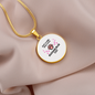 Girl Loves Blue Cat White Circle Necklace Stainless Steel or 18k Gold 18-22-Express Your Love Gifts