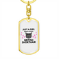Girl Loves British Cat Shorthair Keychain Stainless Steel or 18k Gold Dog Tag Keyring-Express Your Love Gifts