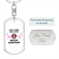 Girl Loves British Shorthair Cat Paw White Keychain Stainless Steel or 18k Gold Dog Tag Keyring-Express Your Love Gifts
