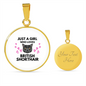 Girl Loves British Shorthair Cat White Circle Necklace Stainless Steel or 18k Gold 18-22-Express Your Love Gifts