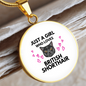Girl Loves British Shorthair Cat White Circle Necklace Stainless Steel or 18k Gold 18-22-Express Your Love Gifts