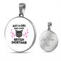 Girl Loves British Shorthair Cat White Circle Necklace Stainless Steel or 18k Gold 18-22-Express Your Love Gifts