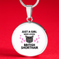 Girl Loves British Shorthair Cat White Circle Necklace Stainless Steel or 18k Gold 18-22-Express Your Love Gifts