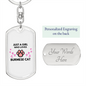 Girl Loves Burmese Cat White Keychain Stainless Steel or 18k Gold Dog Tag Keyring-Express Your Love Gifts