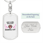 Girl Loves Cat Keychain Stainless Steel or 18k Gold Dog Tag Keyring-Express Your Love Gifts