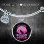 Girl Loves Cat Pink Bracelet Stainless Steel or 18k Gold Circle Bangle-Express Your Love Gifts