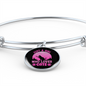 Girl Loves Cat Pink Bracelet Stainless Steel or 18k Gold Circle Bangle-Express Your Love Gifts