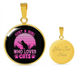 Girl Loves Cat Pink Circle Necklace Stainless Steel or 18k Gold 18-22"-Express Your Love Gifts