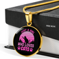 Girl Loves Cat Pink Circle Necklace Stainless Steel or 18k Gold 18-22"-Express Your Love Gifts