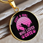 Girl Loves Cat Pink Circle Necklace Stainless Steel or 18k Gold 18-22"-Express Your Love Gifts
