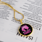Girl Loves Cat Pink Circle Necklace Stainless Steel or 18k Gold 18-22"-Express Your Love Gifts