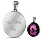 Girl Loves Cat Pink Circle Necklace Stainless Steel or 18k Gold 18-22"-Express Your Love Gifts
