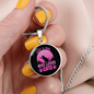 Girl Loves Cat Pink Circle Necklace Stainless Steel or 18k Gold 18-22"-Express Your Love Gifts