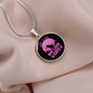 Girl Loves Cat Pink Circle Necklace Stainless Steel or 18k Gold 18-22"-Express Your Love Gifts
