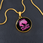 Girl Loves Cat Pink Circle Necklace Stainless Steel or 18k Gold 18-22"-Express Your Love Gifts