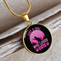 Girl Loves Cat Pink Circle Necklace Stainless Steel or 18k Gold 18-22"-Express Your Love Gifts