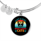 Girl Loves Cats Bracelet Stainless Steel or 18k Gold Circle Bangle-Express Your Love Gifts