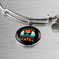 Girl Loves Cats Bracelet Stainless Steel or 18k Gold Circle Bangle-Express Your Love Gifts