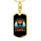 Girl Loves Cats Keychain Stainless Steel or 18k Gold Dog Tag Keyring-Express Your Love Gifts