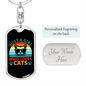 Girl Loves Cats Keychain Stainless Steel or 18k Gold Dog Tag Keyring-Express Your Love Gifts