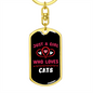 Girl Loves Cats Pink Hearts Keychain Stainless Steel or 18k Gold Dog Tag Keyring-Express Your Love Gifts