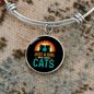 Girl Loves Cute Cats Bracelet Stainless Steel or 18k Gold Circle Bangle-Express Your Love Gifts