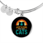Girl Loves Cute Cats Bracelet Stainless Steel or 18k Gold Circle Bangle-Express Your Love Gifts