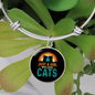 Girl Loves Cute Cats Bracelet Stainless Steel or 18k Gold Circle Bangle-Express Your Love Gifts