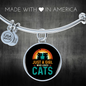 Girl Loves Cute Cats Bracelet Stainless Steel or 18k Gold Circle Bangle-Express Your Love Gifts