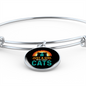 Girl Loves Cute Cats Bracelet Stainless Steel or 18k Gold Circle Bangle-Express Your Love Gifts