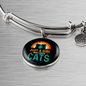 Girl Loves Cute Cats Bracelet Stainless Steel or 18k Gold Circle Bangle-Express Your Love Gifts