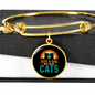 Girl Loves Cute Cats Bracelet Stainless Steel or 18k Gold Circle Bangle-Express Your Love Gifts