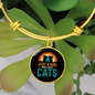 Girl Loves Cute Cats Bracelet Stainless Steel or 18k Gold Circle Bangle-Express Your Love Gifts