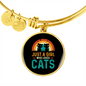 Girl Loves Cute Cats Bracelet Stainless Steel or 18k Gold Circle Bangle-Express Your Love Gifts