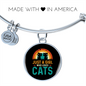 Girl Loves Cute Cats Bracelet Stainless Steel or 18k Gold Circle Bangle-Express Your Love Gifts